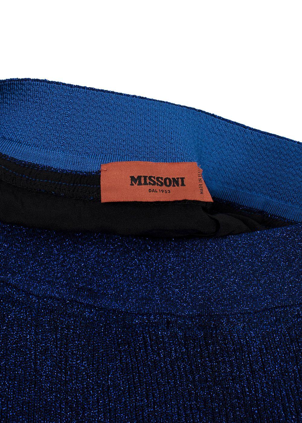 Missoni Metallic Blue Pleated Midi Skirt