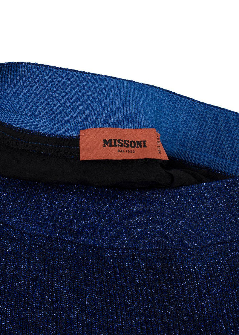 Missoni Metallic Blue Pleated Midi Skirt
