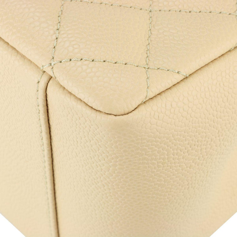 Beige Caviar Grand Shopping Tote (GST) with Silver Hardware