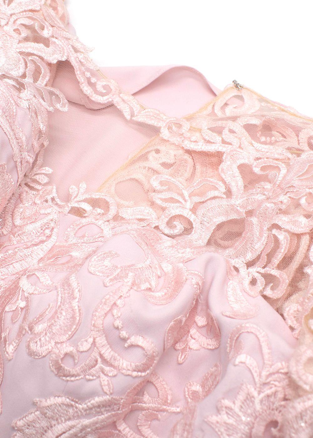 John Charles Pink Midi Dress with Lace Detail