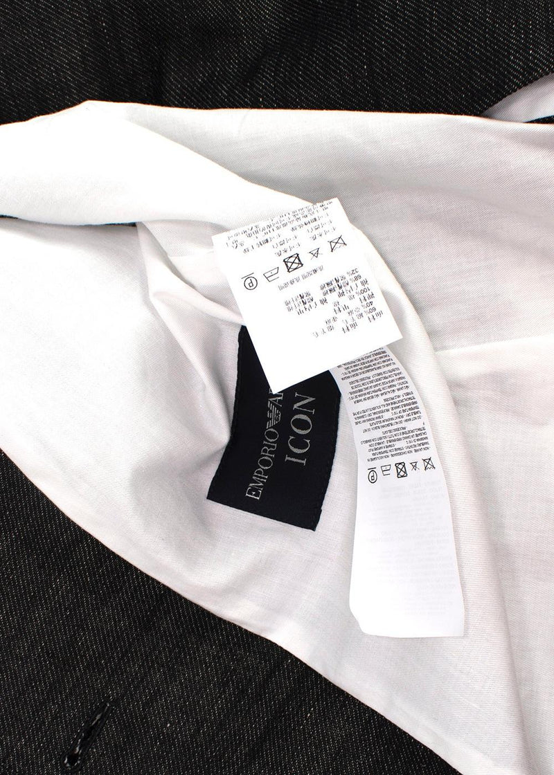 Emporio Armani Grey Pinstripe Wool Single Breasted Blazer