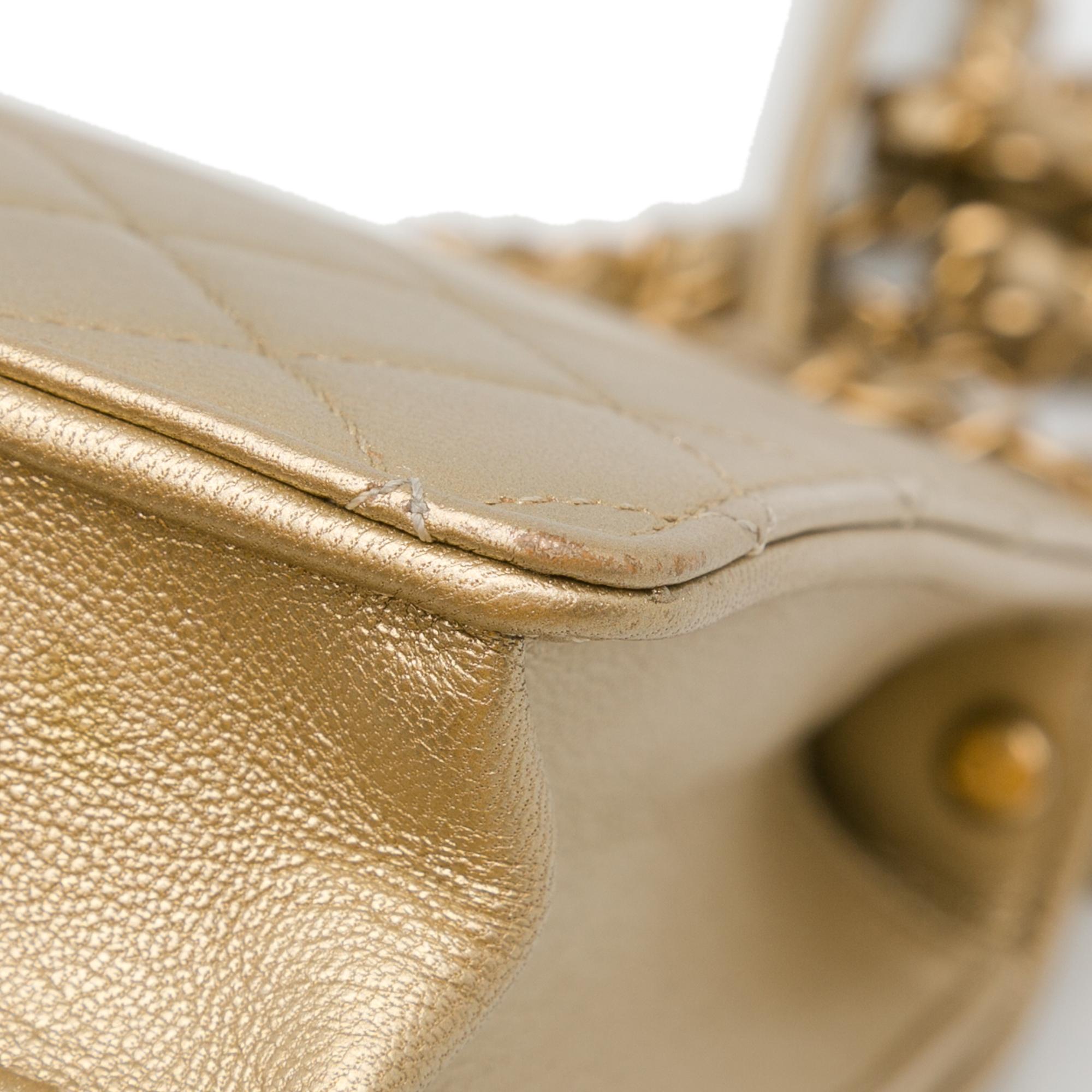 Chanel Metallic Gold Small Lambskin Chic Pearls Flap Bag