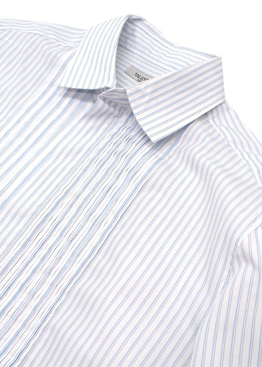 Blue Striped Cotton Dress Shirt