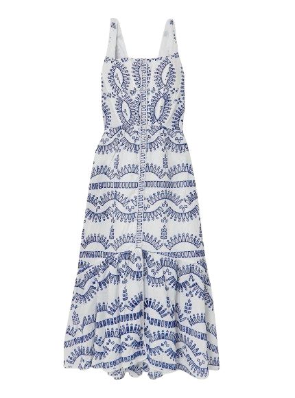 Charo Ruiz Nissy Blue and White Midi Dress