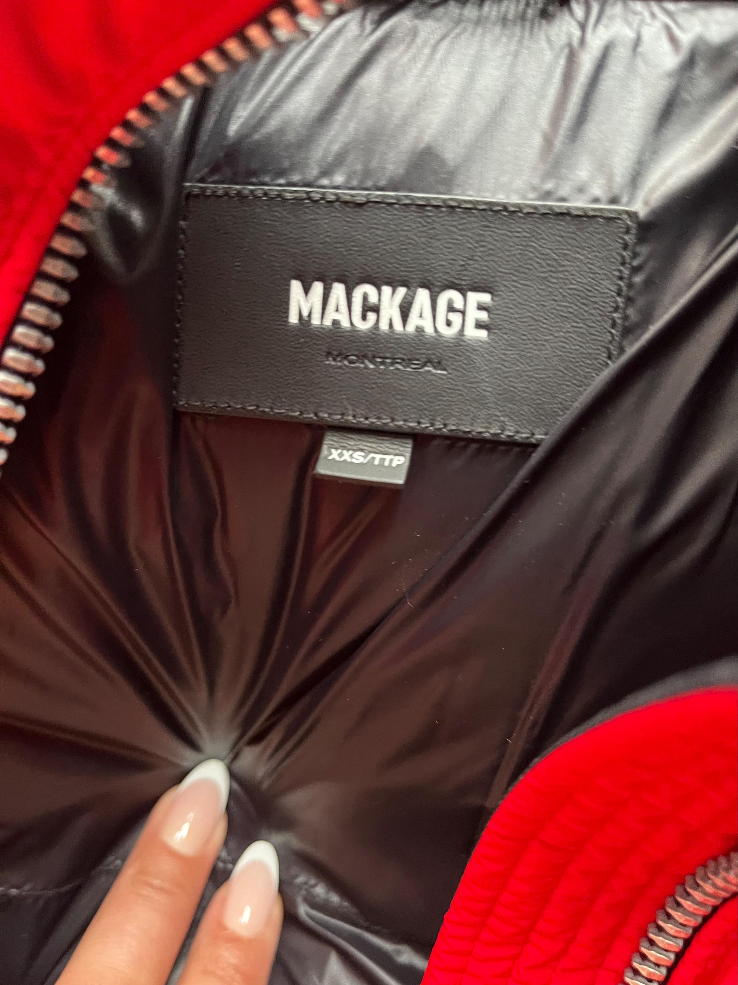 Mackage Red Aubrie Hooded Shell Jacket