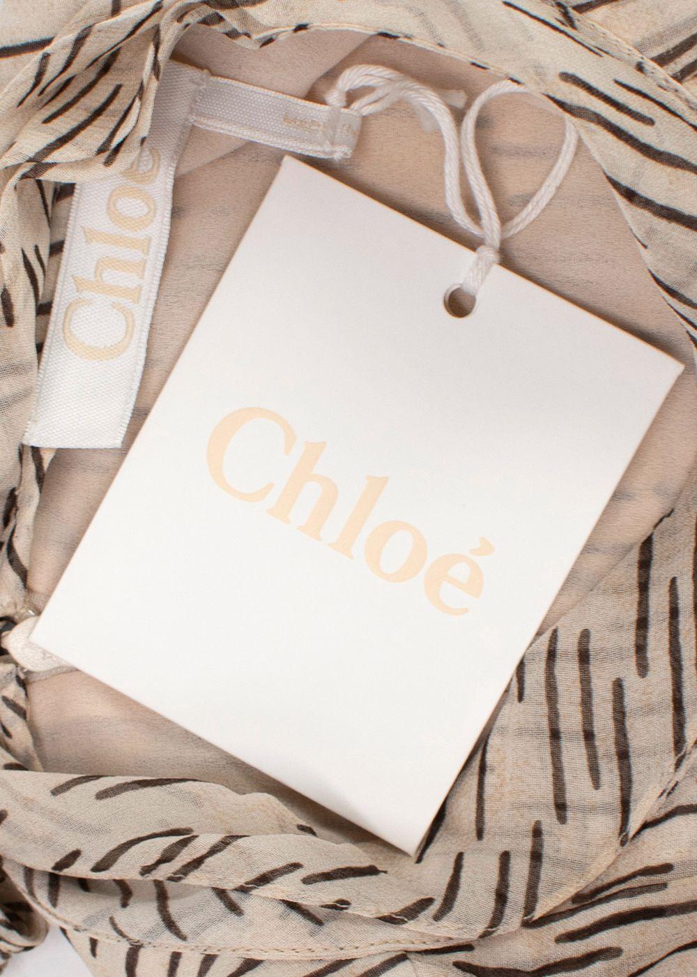 Chloe Tie-neck printed silk-georgette midi dress