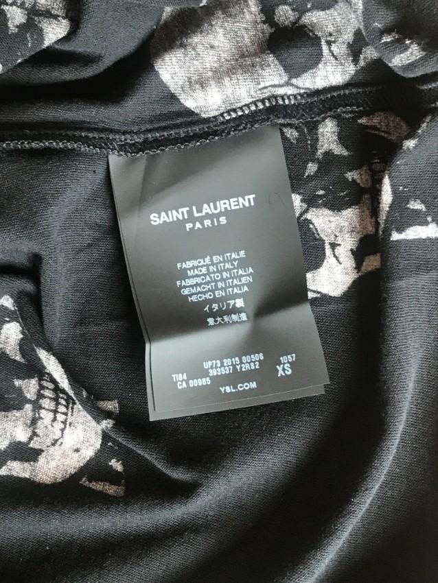Saint Laurent Black & White Skull Print T-Shirt