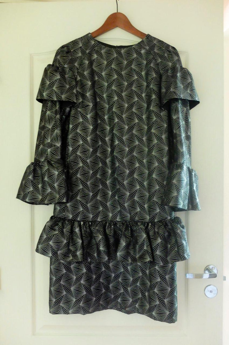 Dries Van Noten Metallic Ruffle Midi Dress