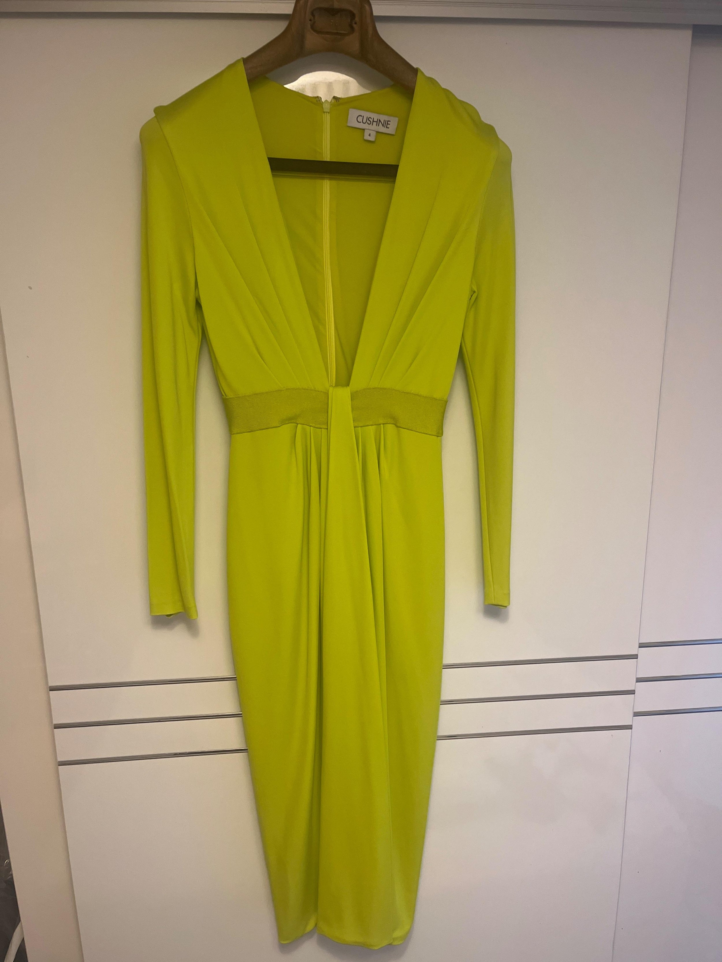 Cushnie Et Ochs Neon Deep V MIdi Dress