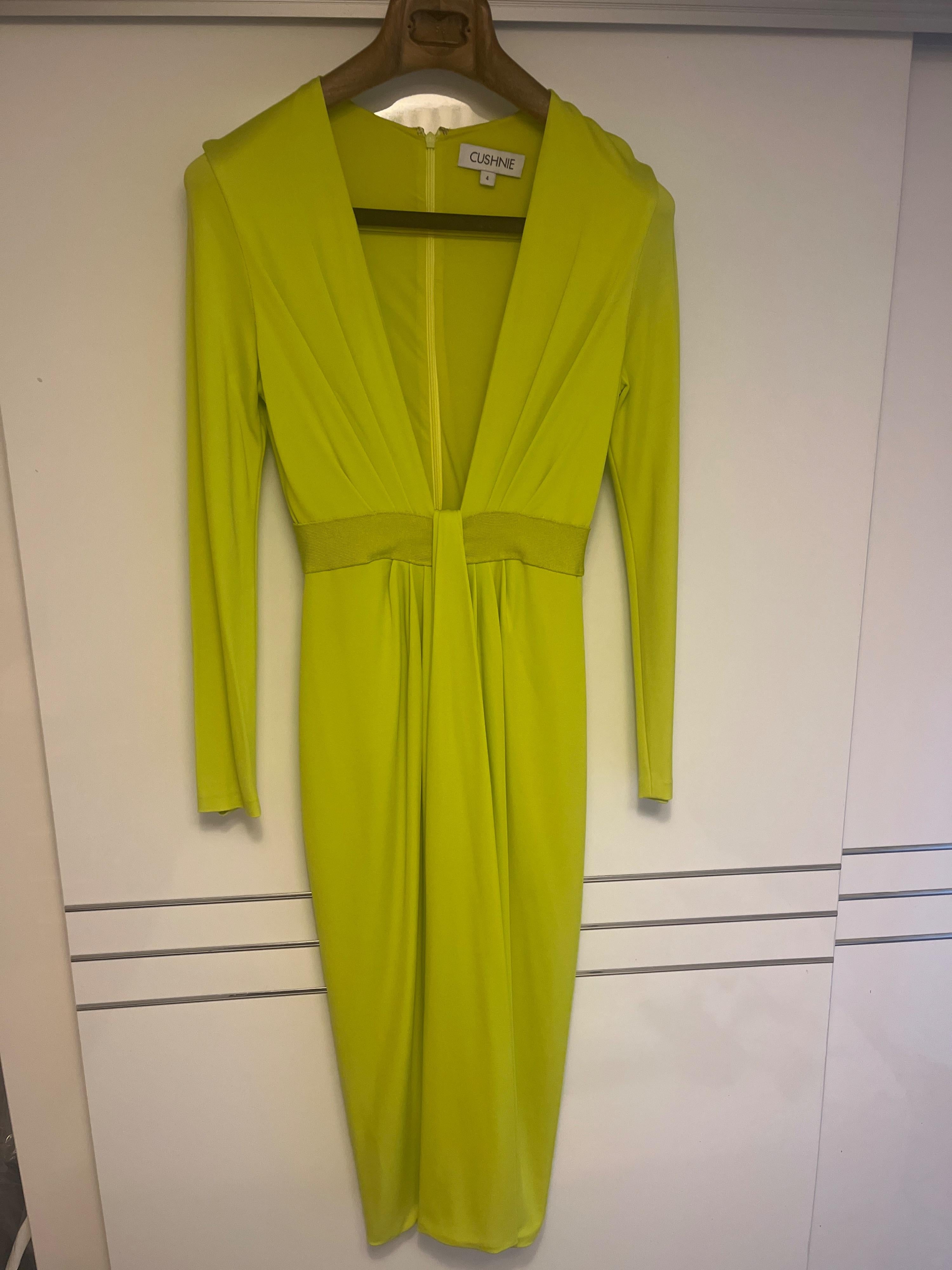 Cushnie Et Ochs Neon Deep V MIdi Dress