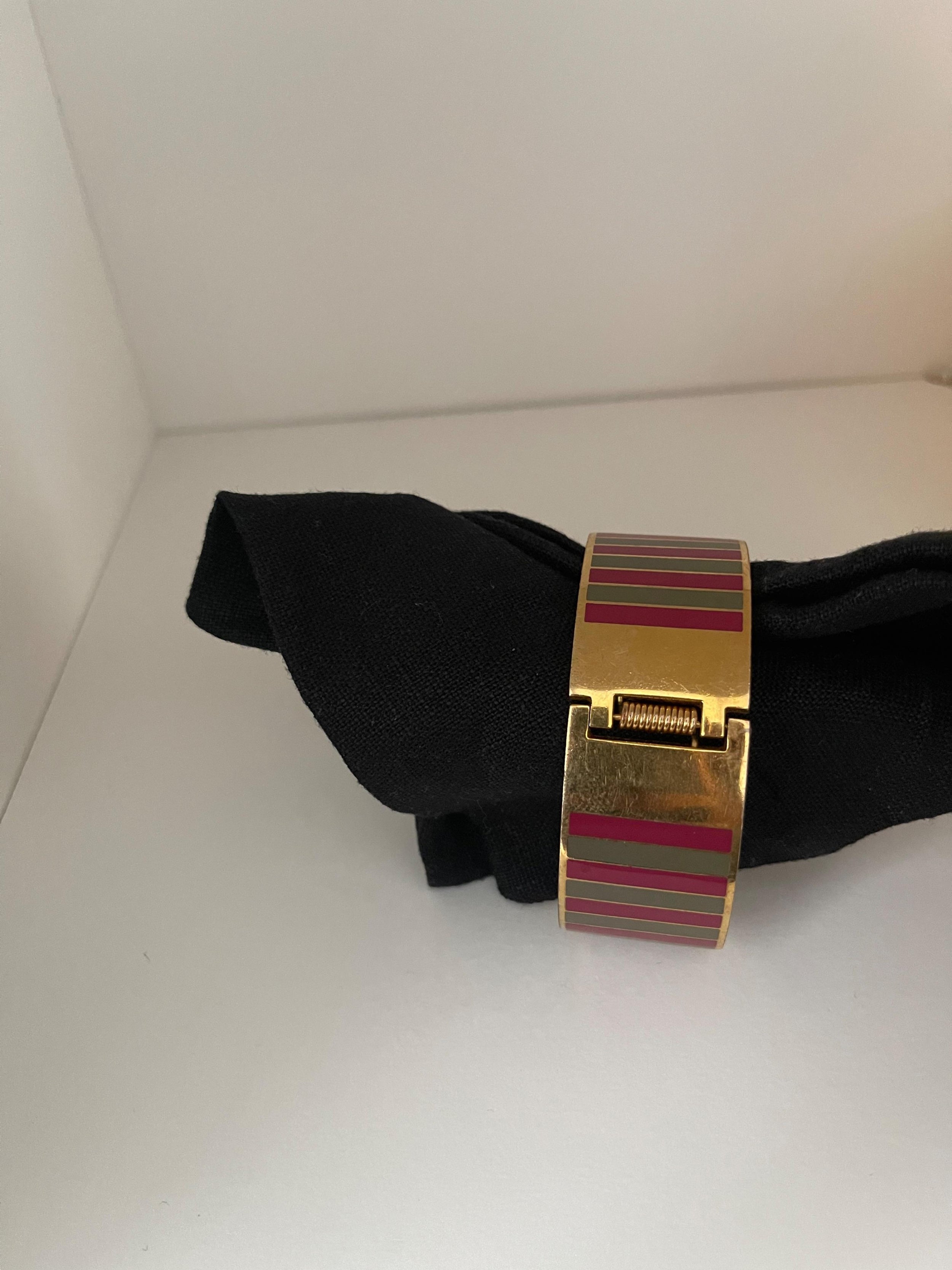 Striped enamel & gold-tone metal FF bangle