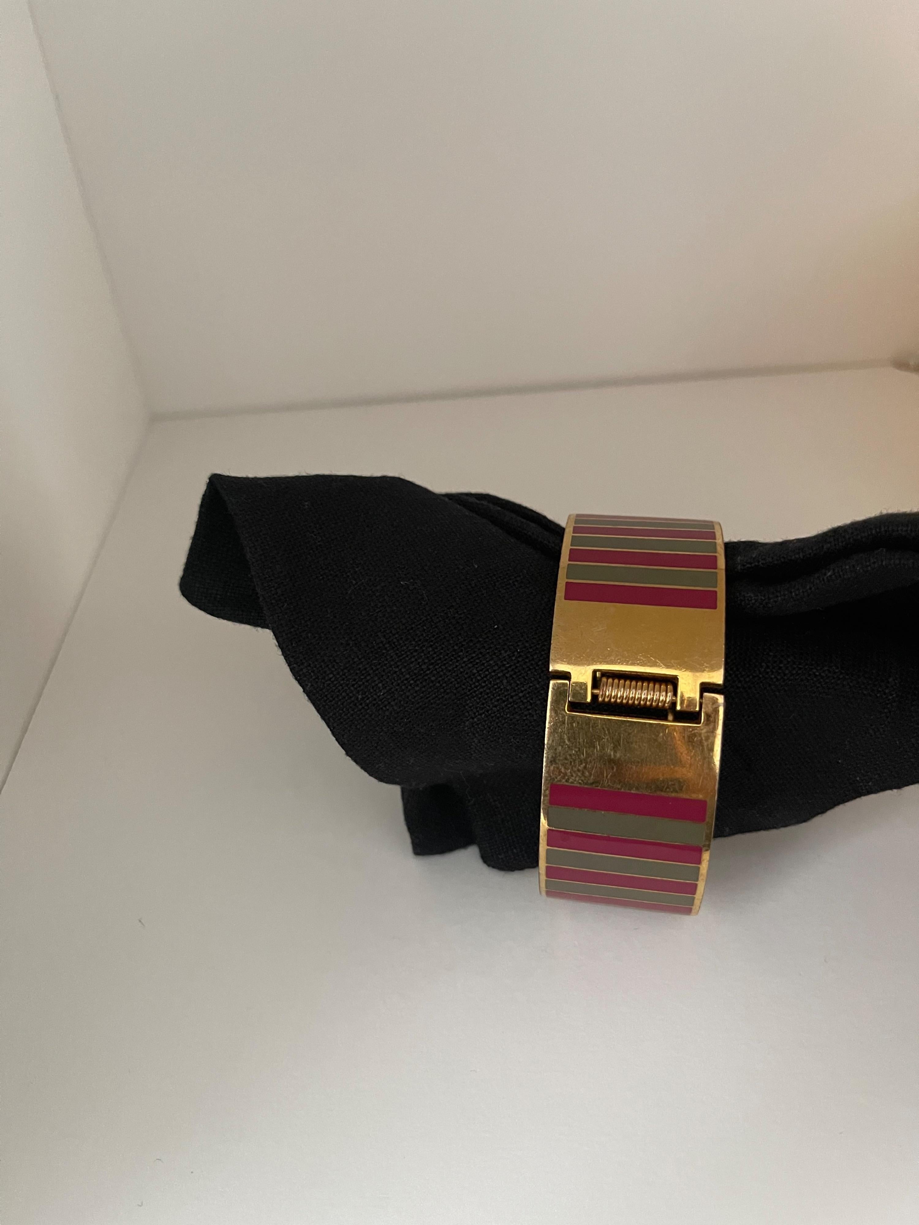 Striped enamel & gold-tone metal FF bangle