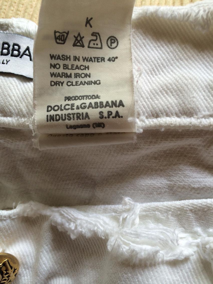 Dolce and Gabbana White Denim Destroyed Jeans