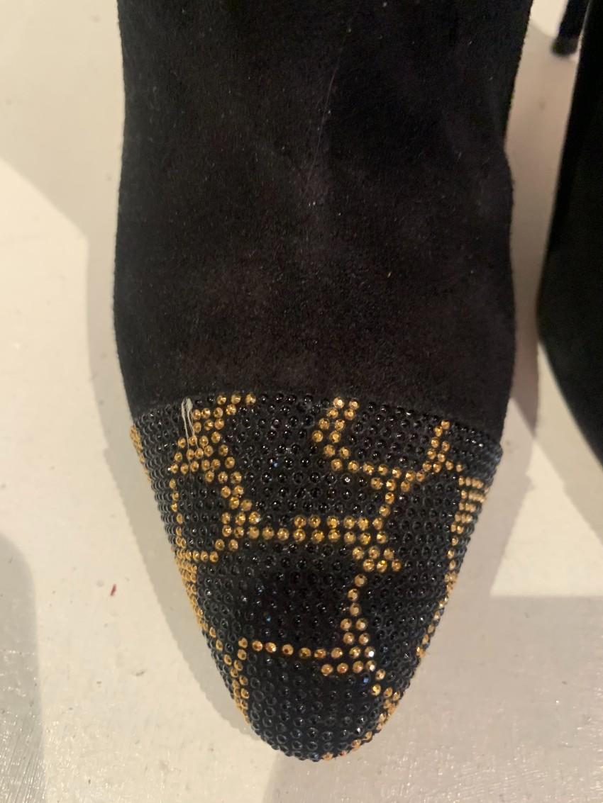Sergio Rossi Suede Leopard Cap-Toe Ankle Boots