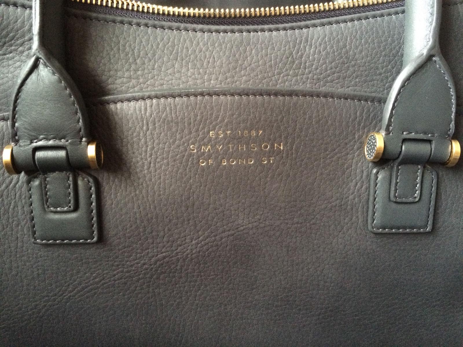 Smythson Eliot Leather Handbag, Graphite Grey
