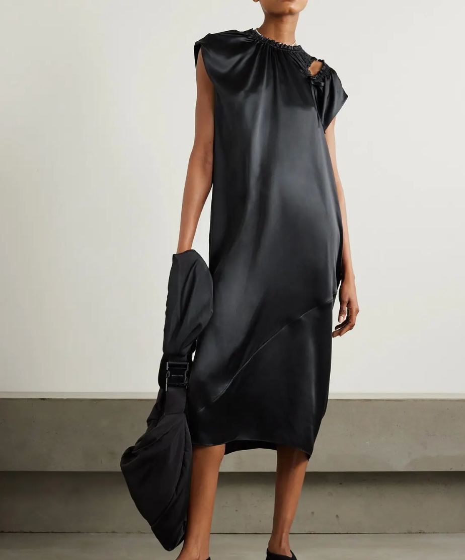 Simone Rocha Tie-Detailed Ruched Silk-Satin Midi Dress