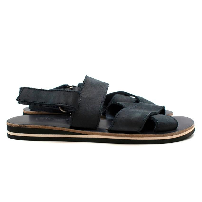 Bonpoint Navy Suede Velcro Sandals