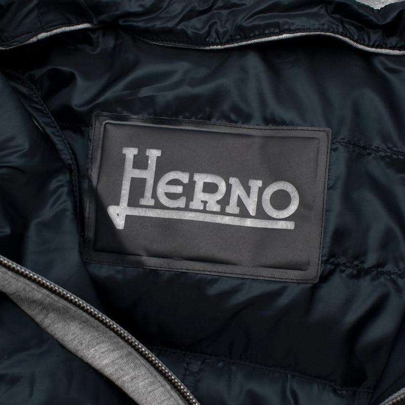 Herno Navy Hooded Hybrid Quilted Jacket