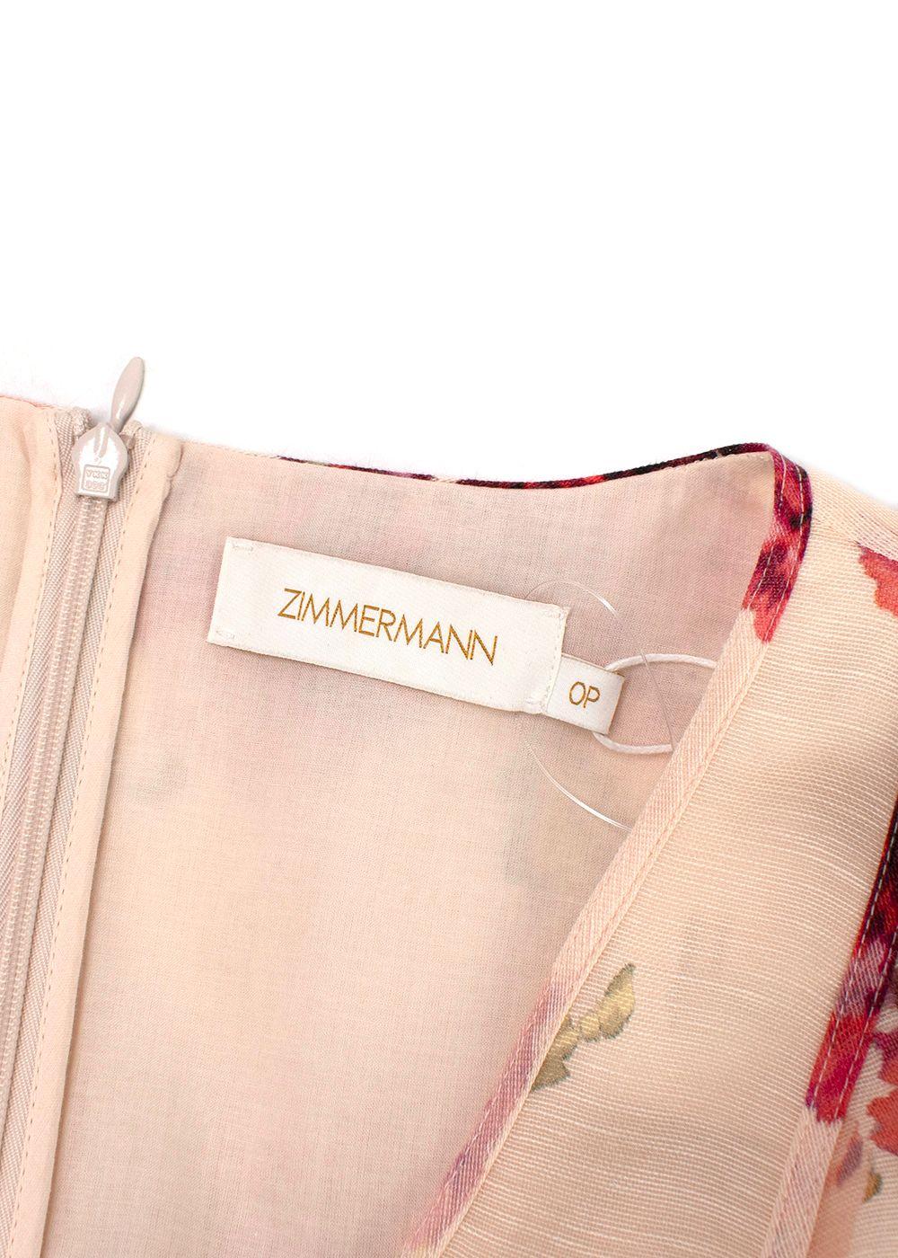 Zimmermann Pink Floral Belted High Tide Mini Dress