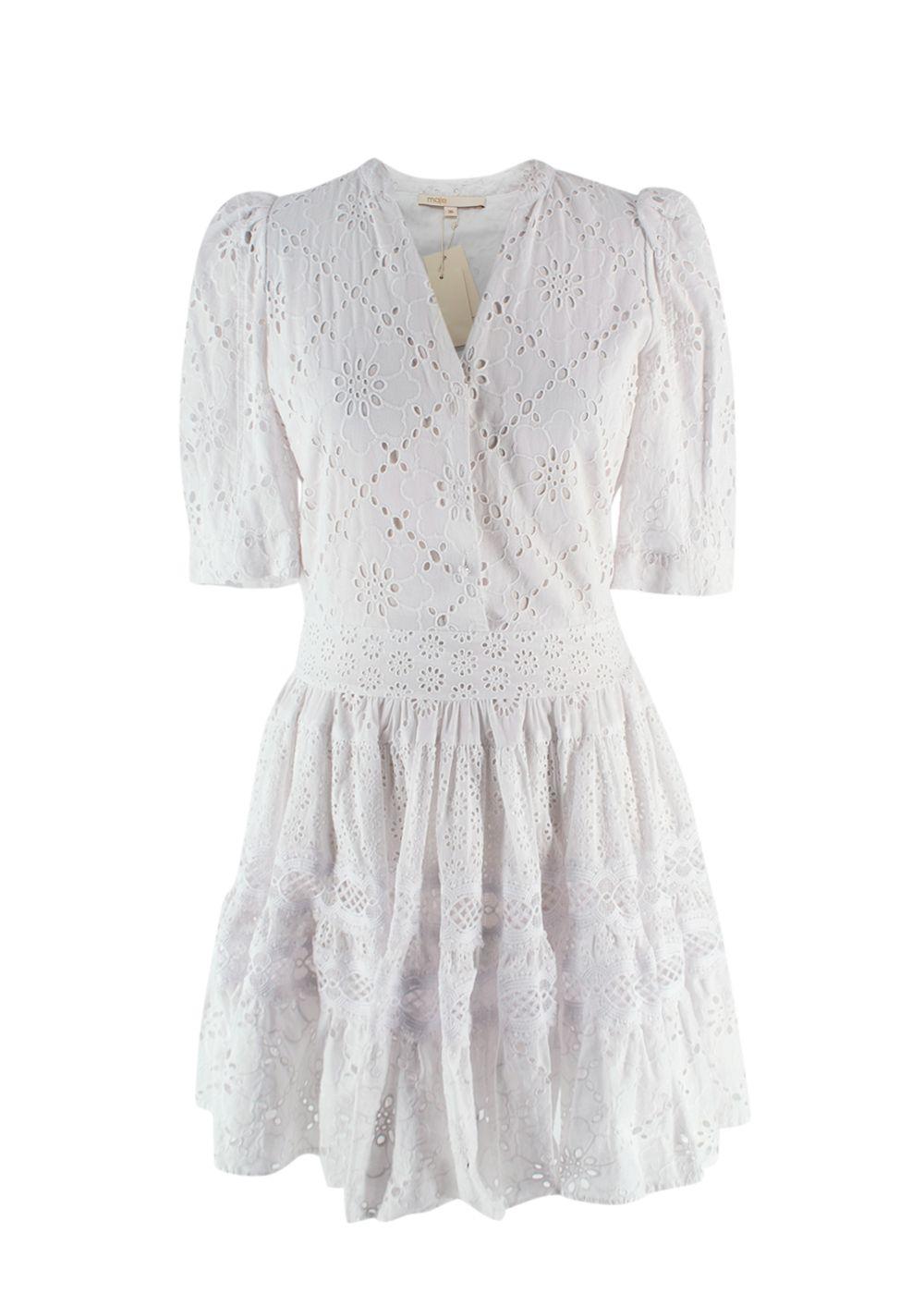 Maje White Rayanette A Line Eyelet Dress
