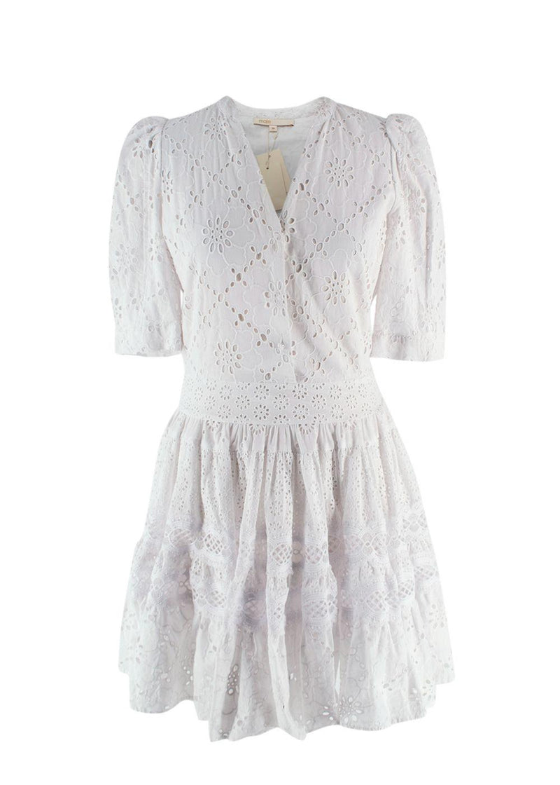Maje White Rayanette A Line Eyelet Dress