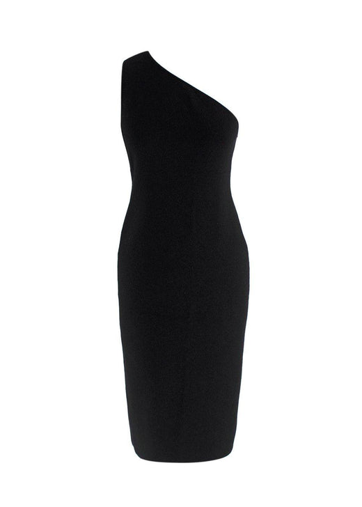 Bottega One Shoulder Black Midi Dress