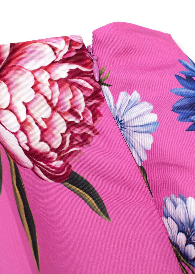 Oscar de la Renta Pink Floral-Print Faille Straight-Leg Trousers