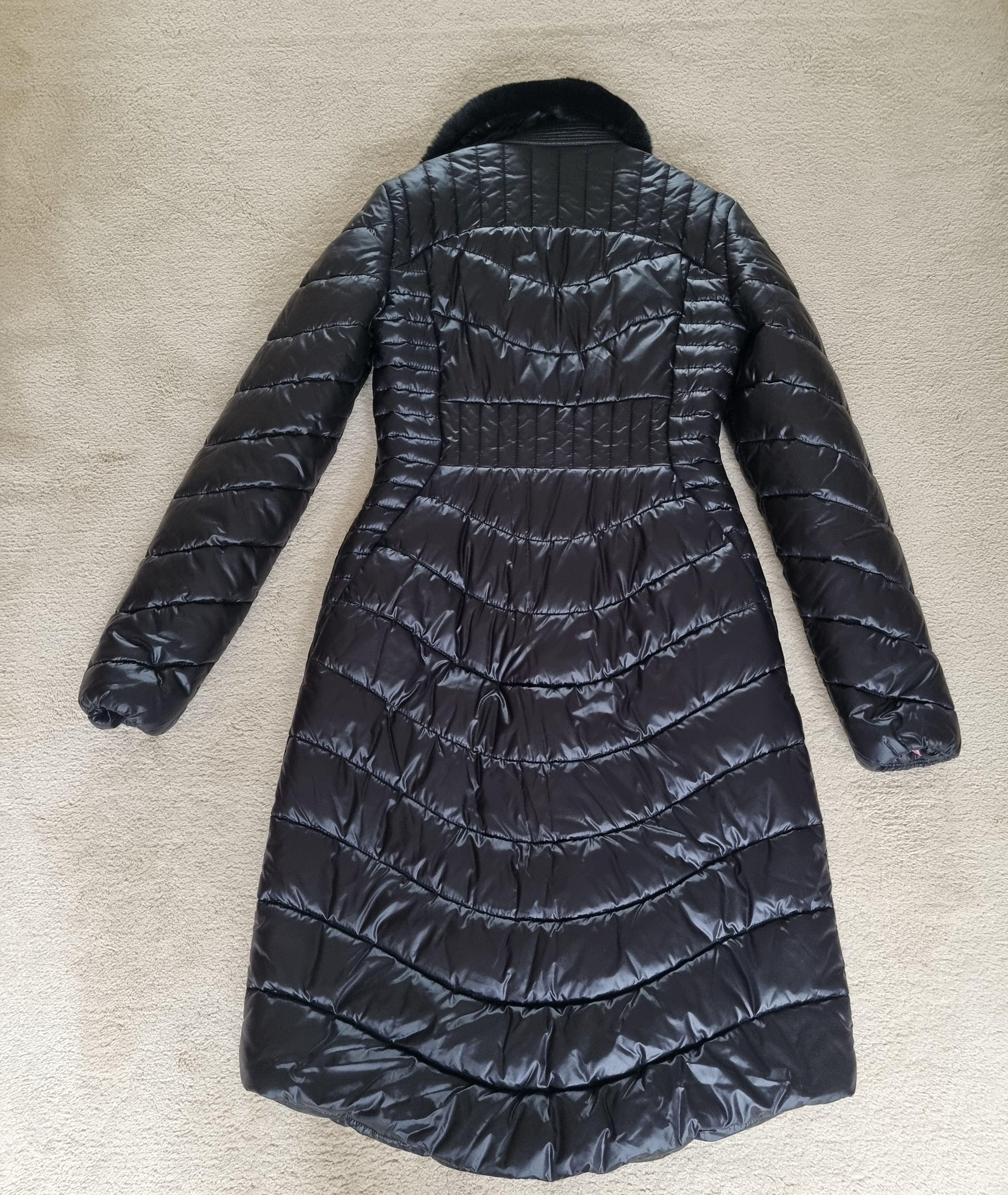 black nylon & faux-fur padded jacket