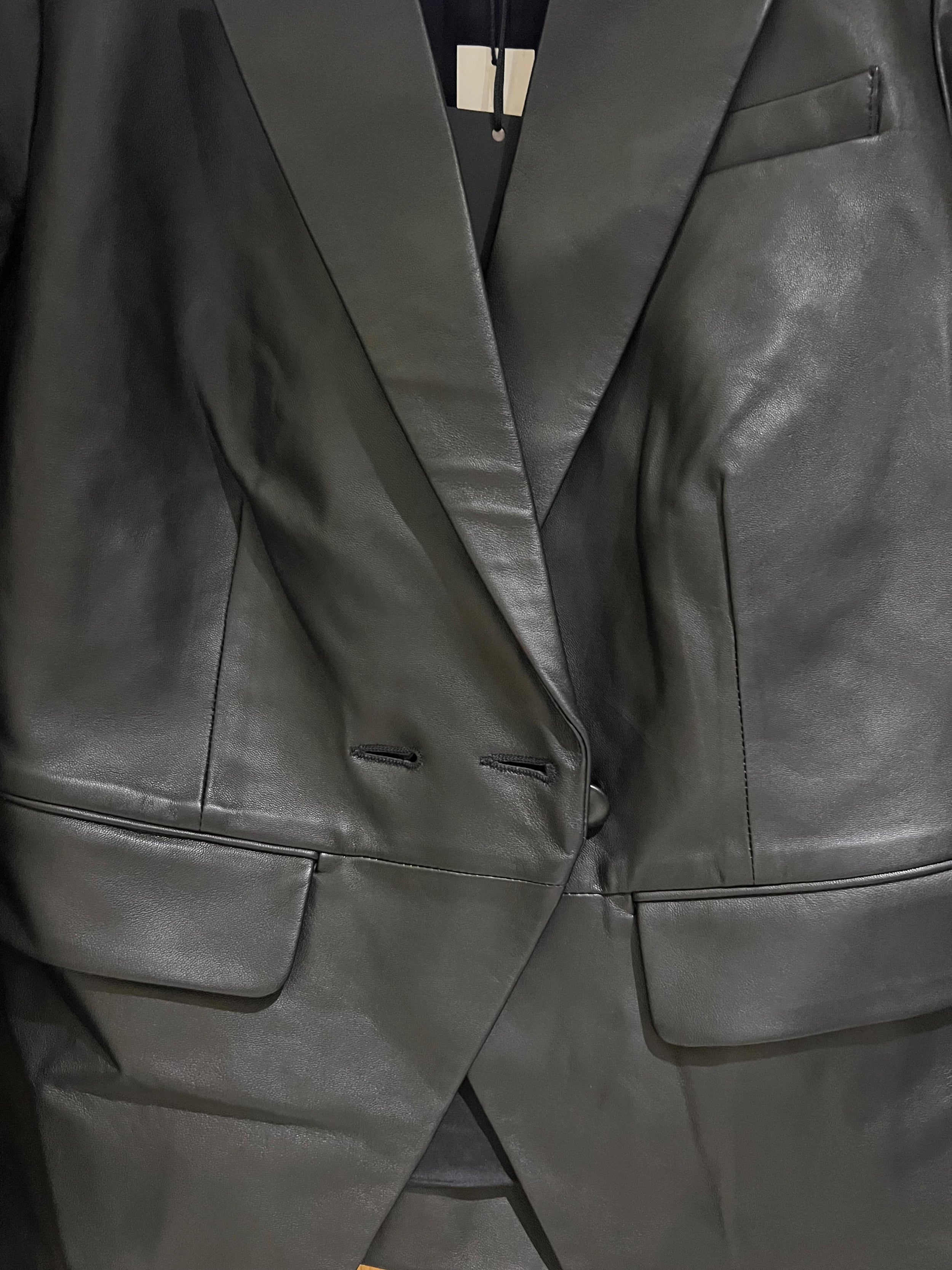 Aventura Double-breasted Leather Blazer