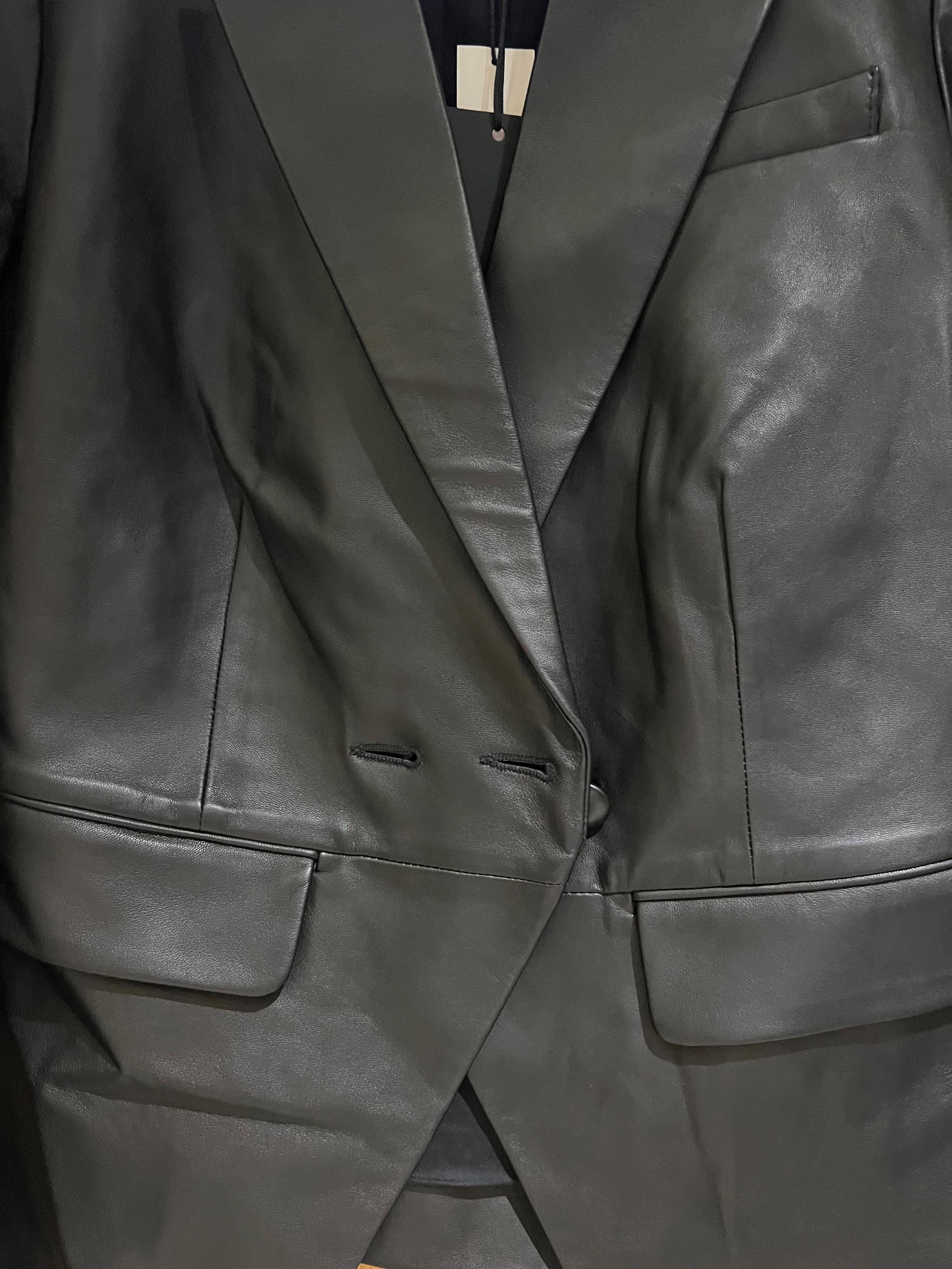 Aventura Double-breasted Leather Blazer