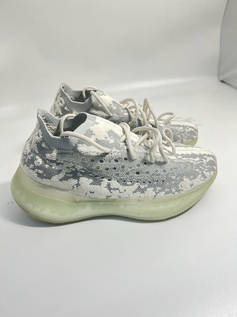 Grey & White Stretch-Knit Boost 350 Sneakers