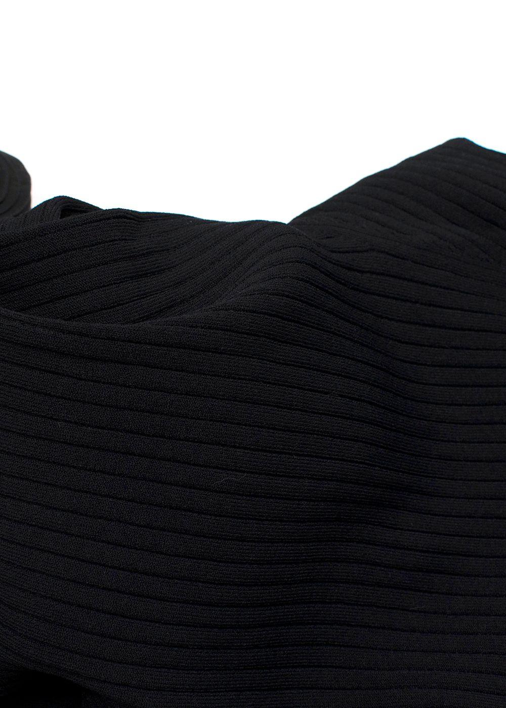 Valentino Black Silk Georgette-Trimmed Ribbed Stretch-Knit Sweater
