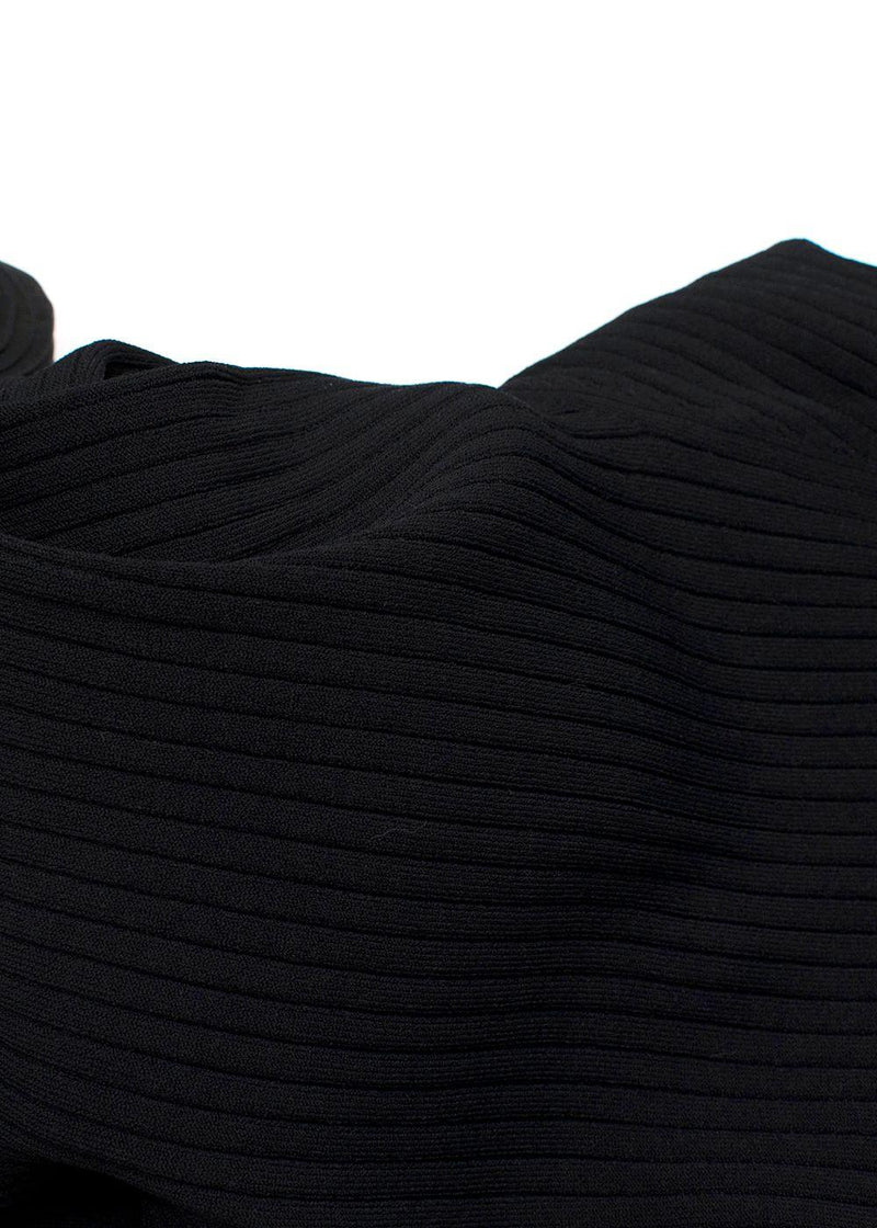 Valentino Black Silk Georgette-Trimmed Ribbed Stretch-Knit Sweater