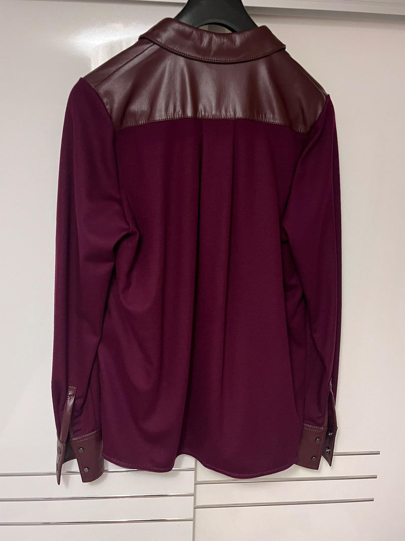 Roksanda burgundy faux leather Paden shirt