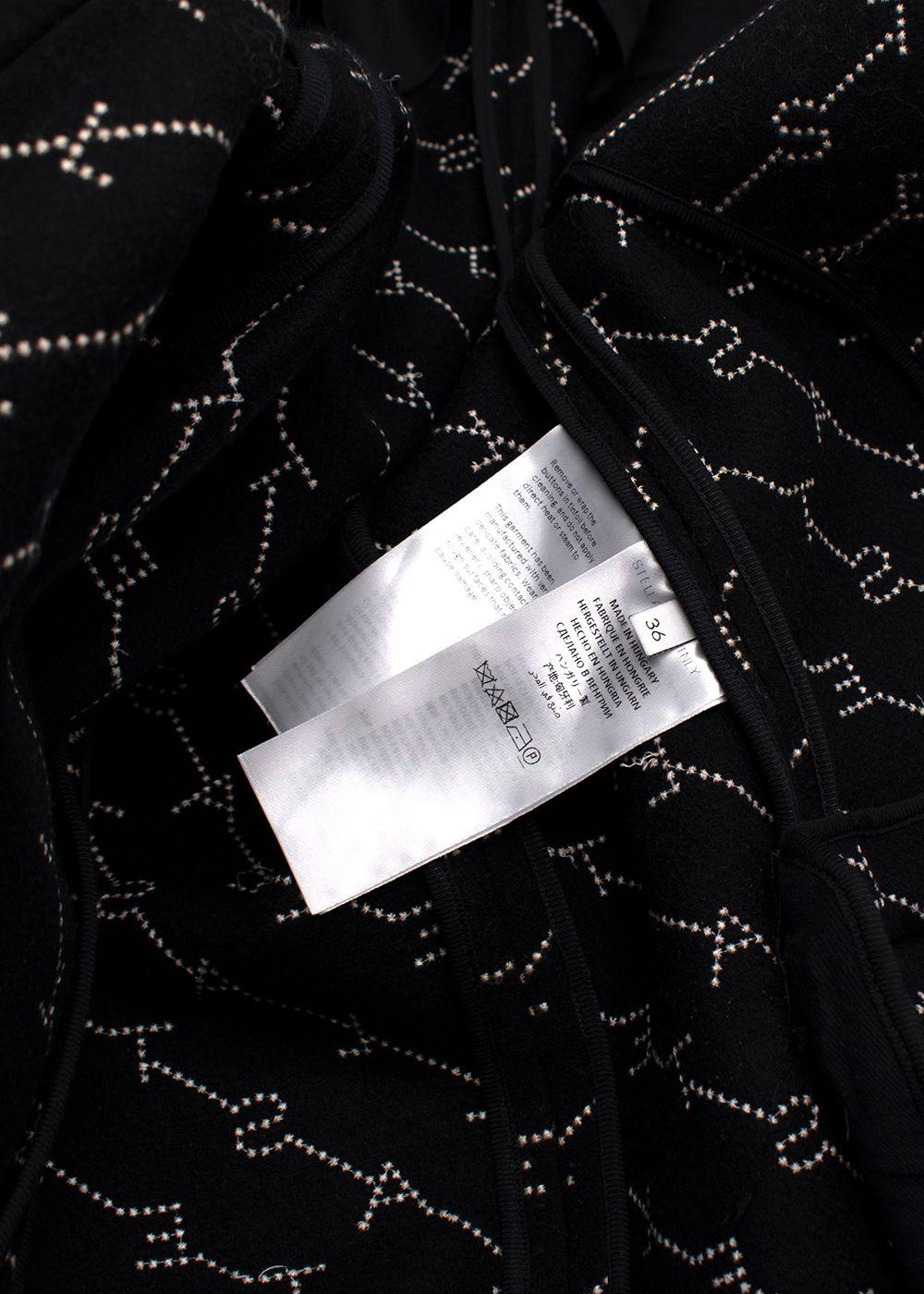 Stella McCartney Black Logo Print Wool Blend Coat