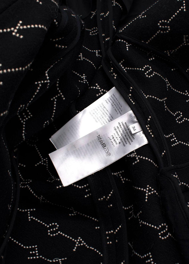 Stella McCartney Black Logo Print Wool Blend Coat