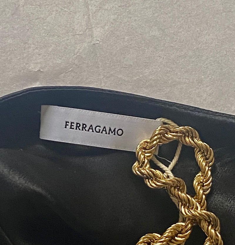Ferragamo Black Twisted-Strap Satin Top.