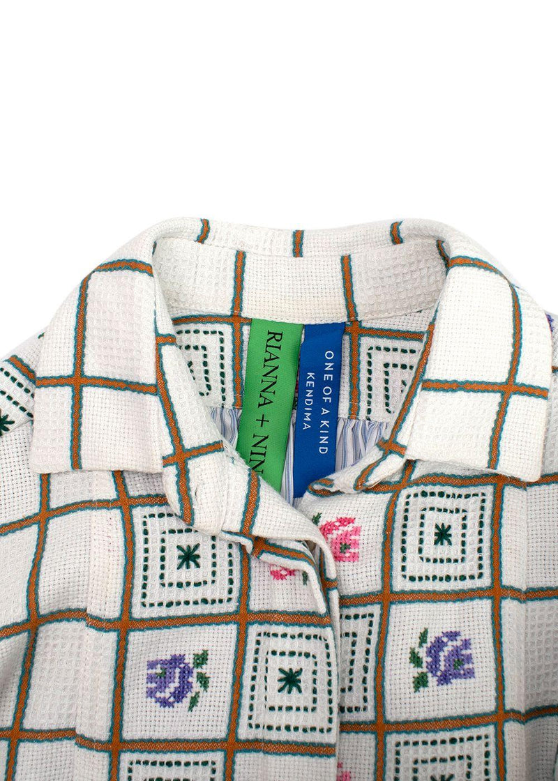 Rianna + Nina Floral Crochet Square Shirt
