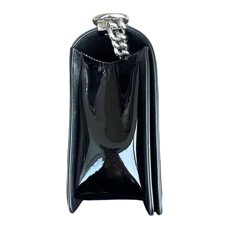 Black Patent Medium Boy Bag