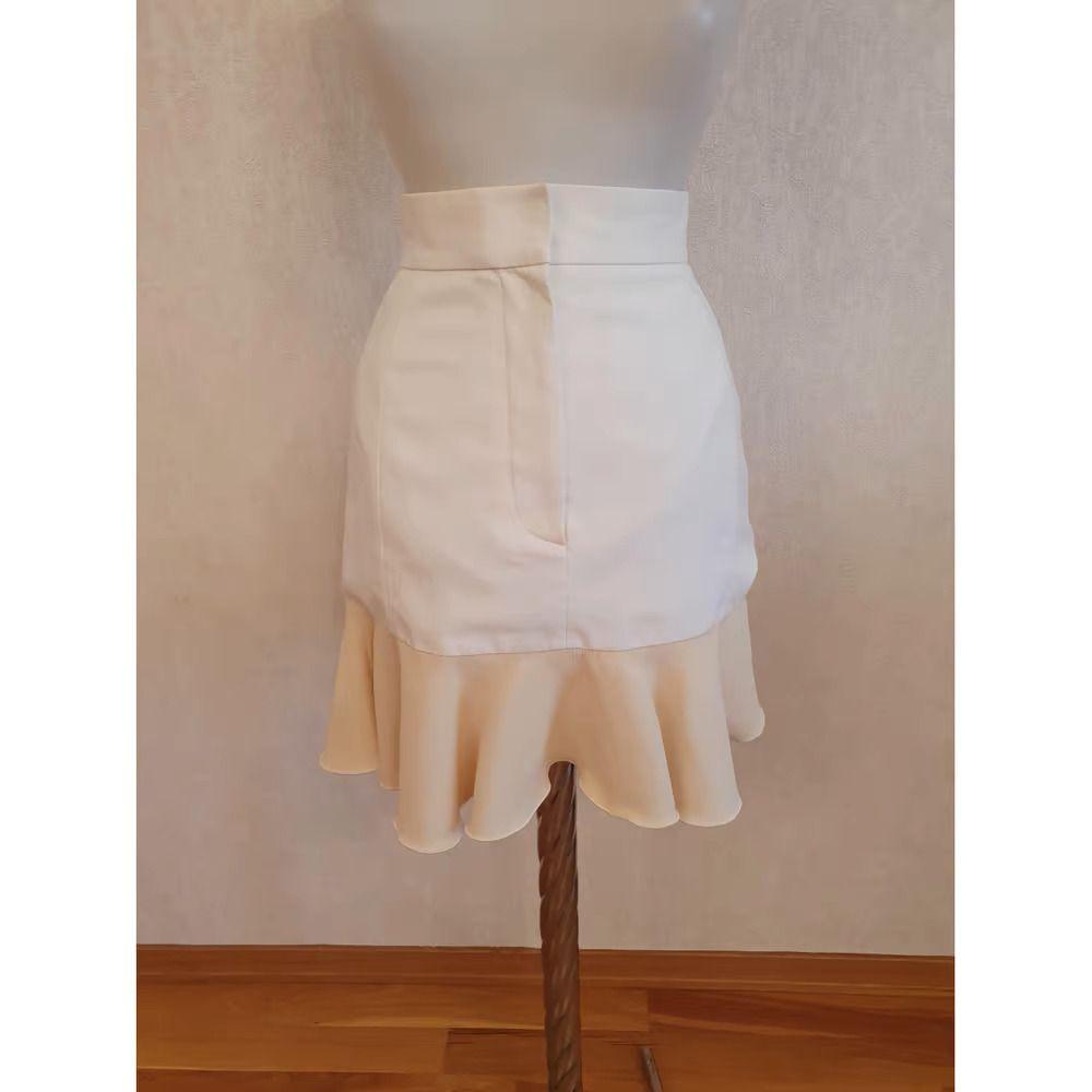 White & cream ruffle hem skirt
