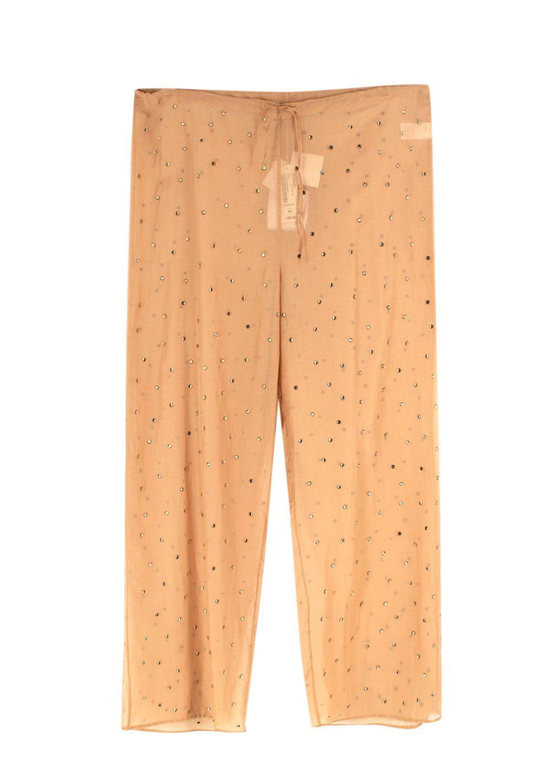 Oseree Golden Beige Cotton/Silk SS24 Gem Pants