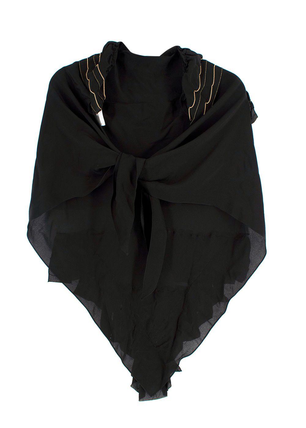 Chanel Black & Gold Tiered Chain Trimmed Scarf Top