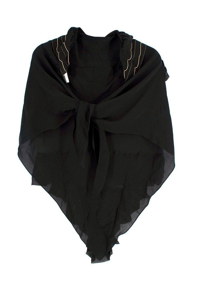 Chanel Black & Gold Tiered Chain Trimmed Scarf Top