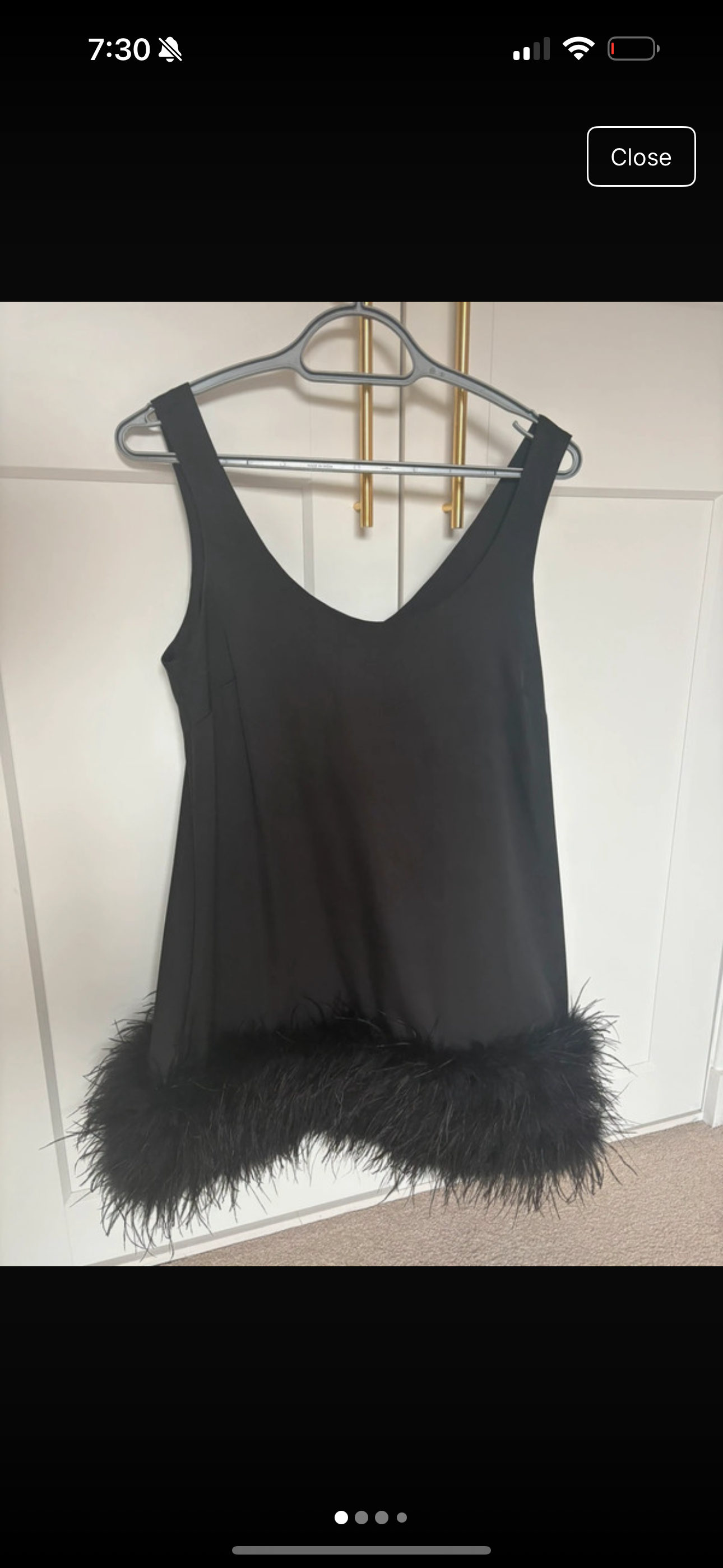 Nadine Merabi Feather Trimmed Black Mini Dress