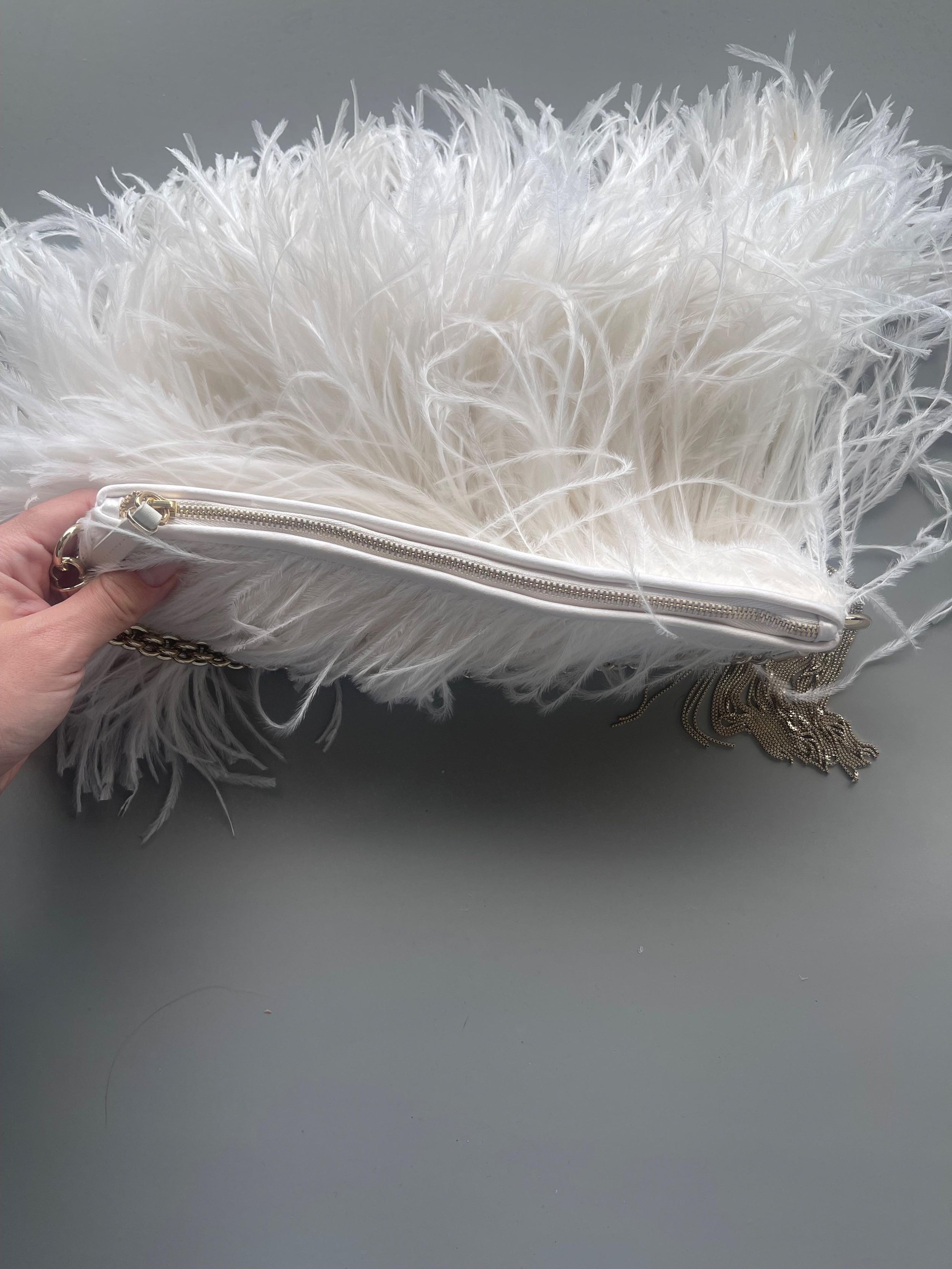 Jimmy Choo White Ostrich Feather Clutch