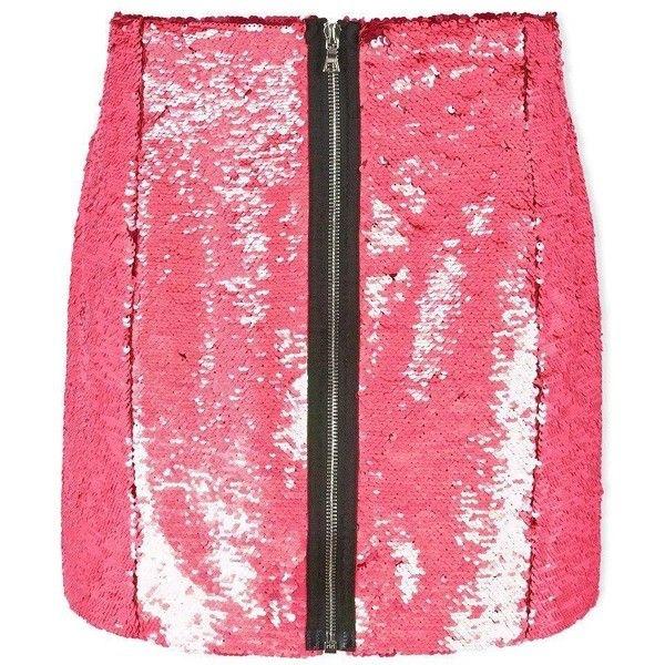 Markus Lupfer Hologram Pink Sequin Skirt