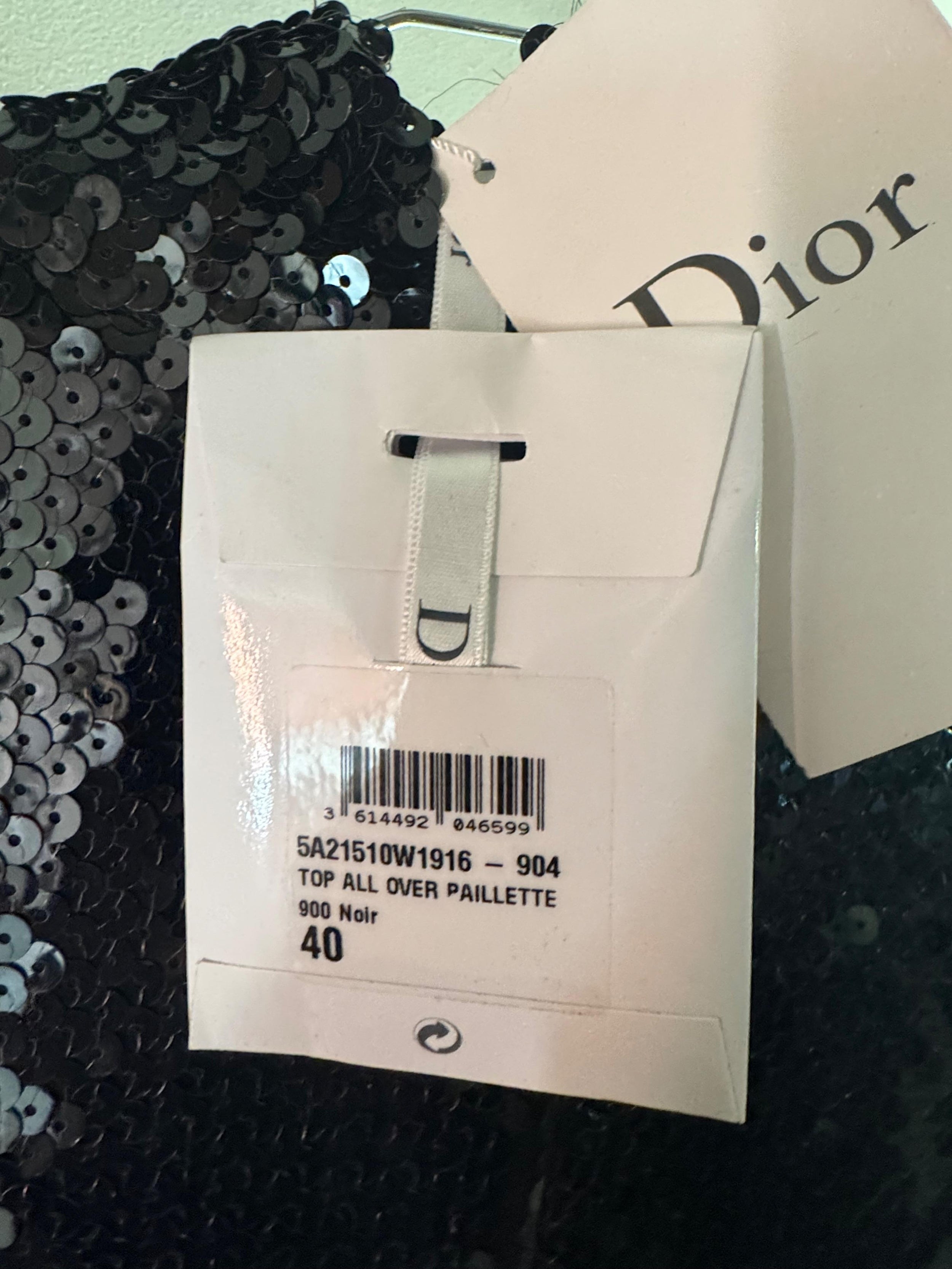 Dior High Neck Black Sequin Long Sleeved Top
