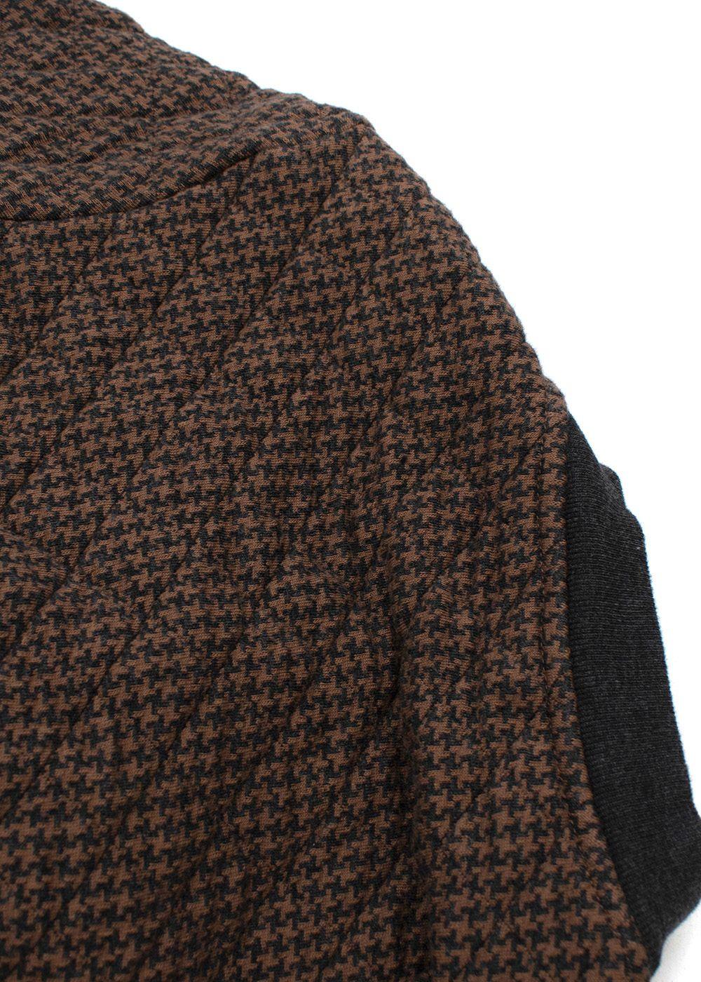 Kids 8y Brown and grey cotton houndstooth bomber jacket
