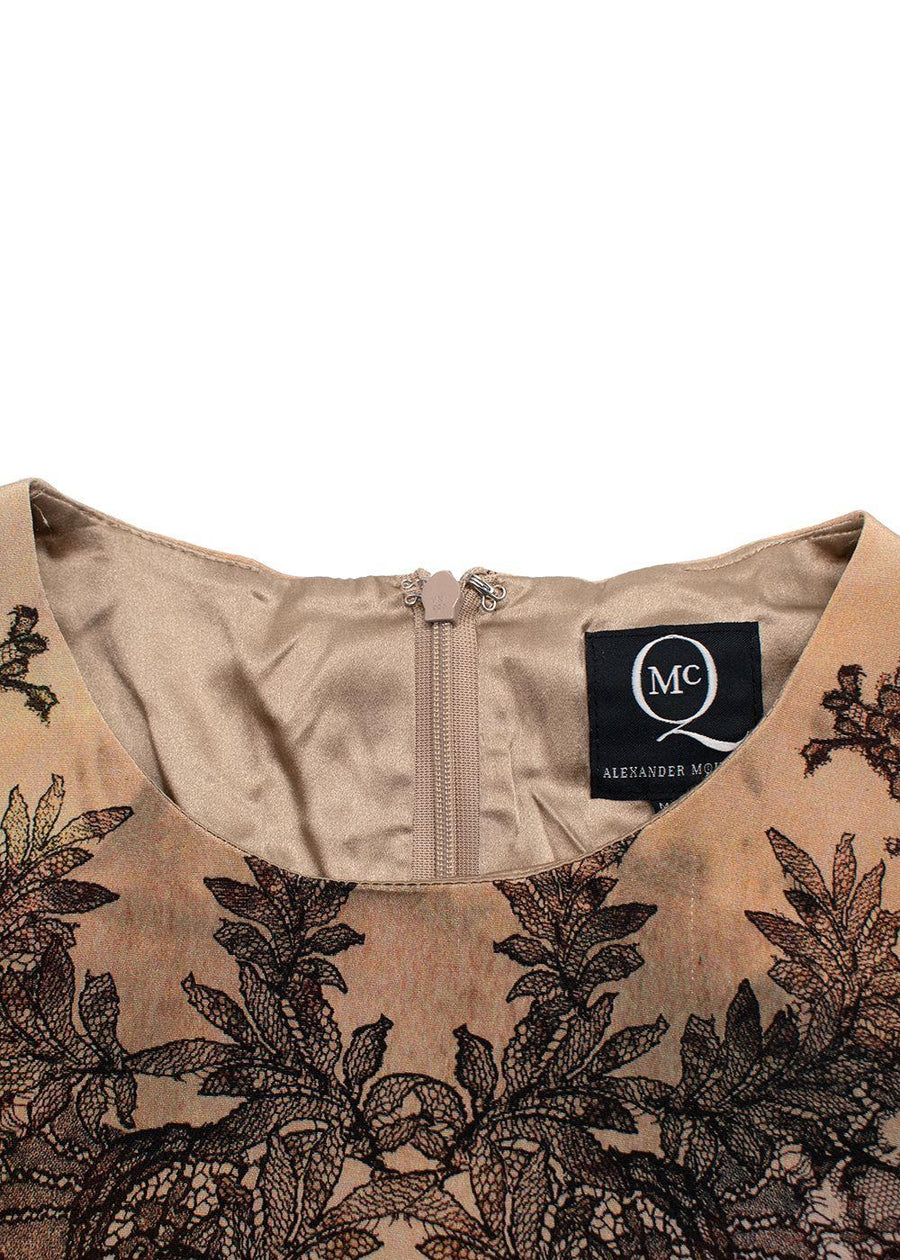 Alexander McQueen MCQ black lace-effect botanical print dress