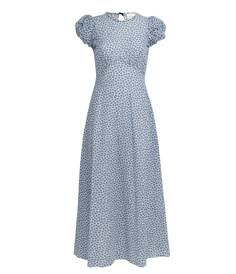 DÔEN Blue Organic Cotton Romina Midi Dress